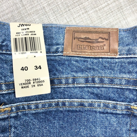 Vintage NWT LLBean flannel lined double L relaxed fit jeans, 40 x 33.5” - Picture 6 of 8